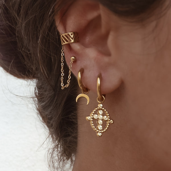  BOUCLE IZIA  ZAORA- BIJOUX-PLAQUÉ-OR-ACIER