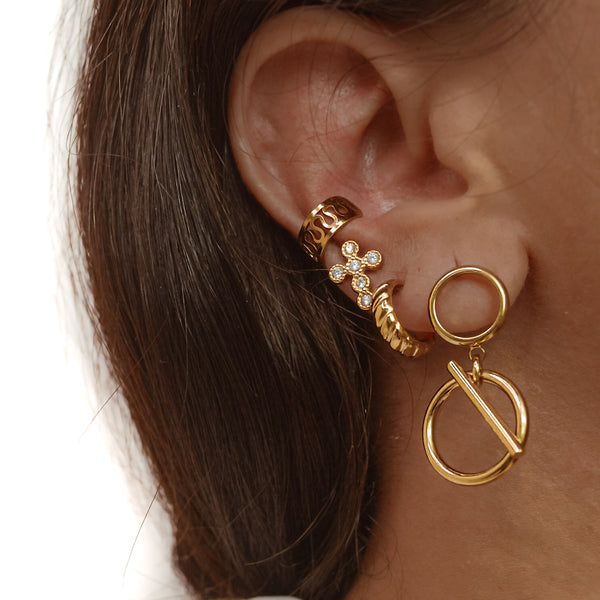  BOUCLE LAO  ZAORA- BIJOUX-PLAQUÉ-OR-ACIER